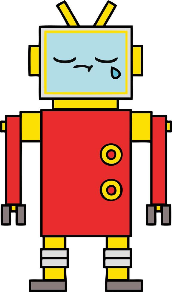 cute cartoon crying robot vector
