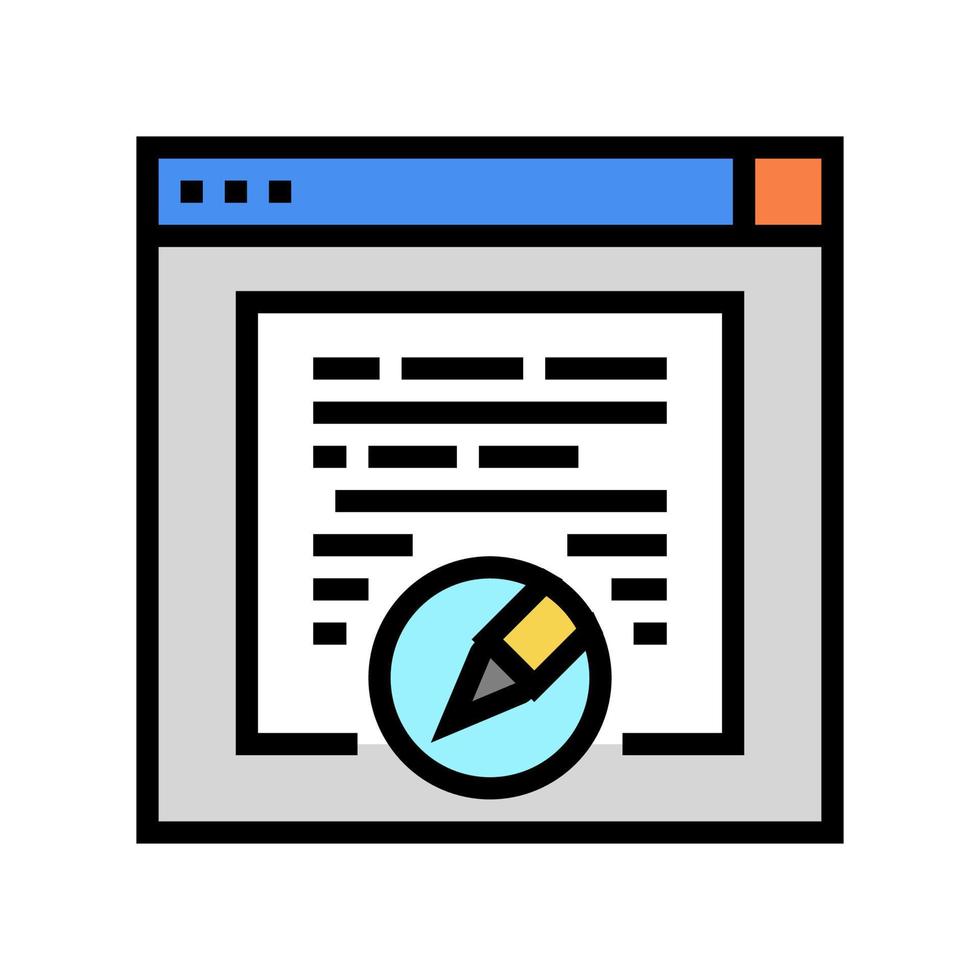 ilustración de vector de icono de color de redacción de sitios web
