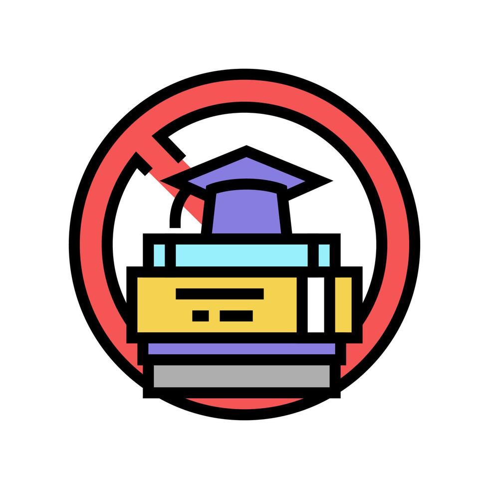 falta de educación problema social color icono vector ilustración