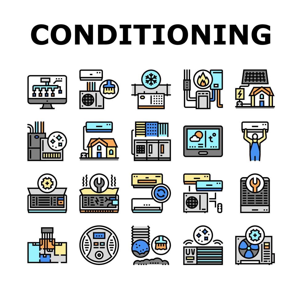 Conditioning System Electronics Icons Set Vector
