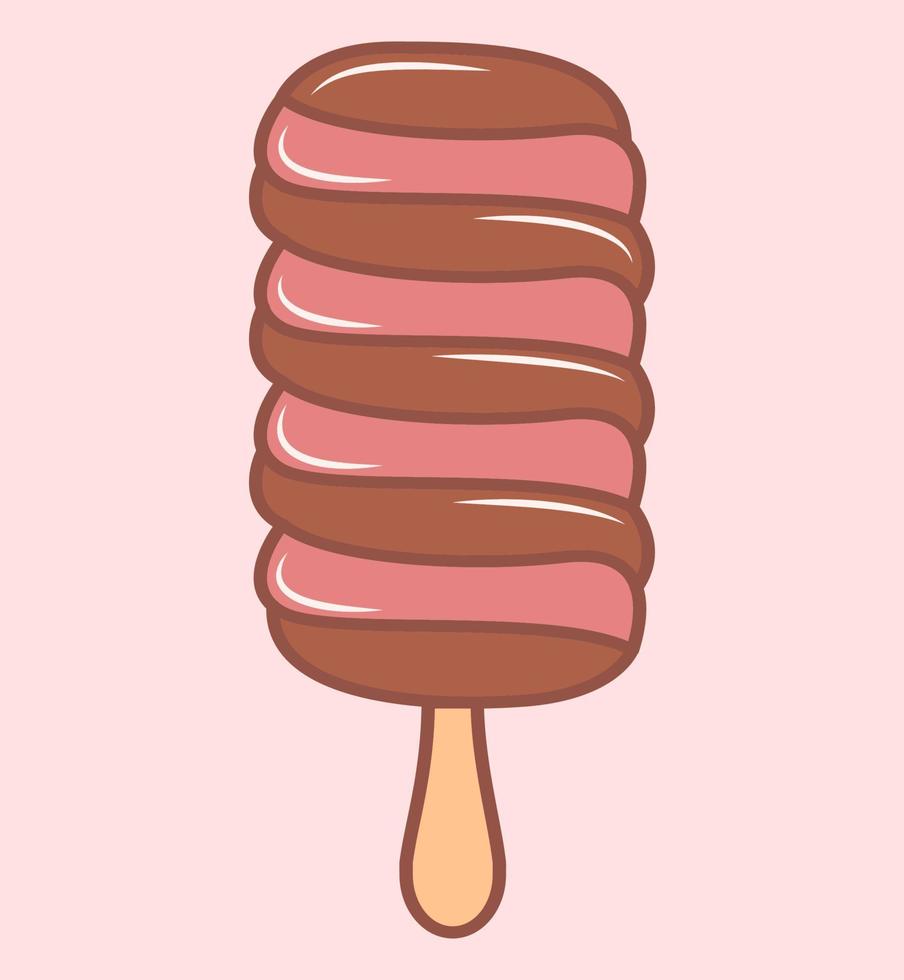 Ice cream illustration. Cute colorful ice cream cartoon illustration vector