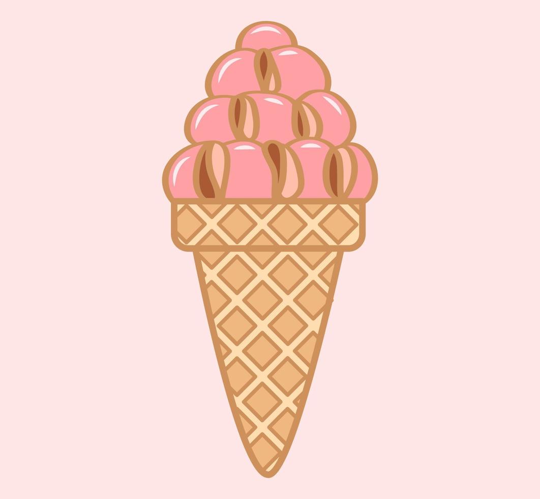 Ice cream illustration. Cute colorful ice cream cartoon illustration vector