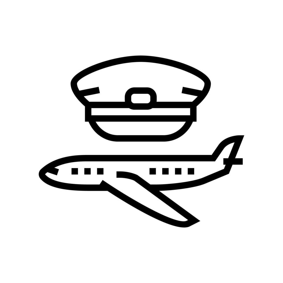 ilustración de vector de icono de línea de escuela de vuelo de aviación comercial