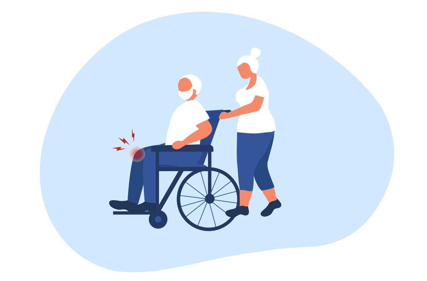 Elderly suffering from leg and knee pain, tendon problems and Joint inflammation vector illustration
