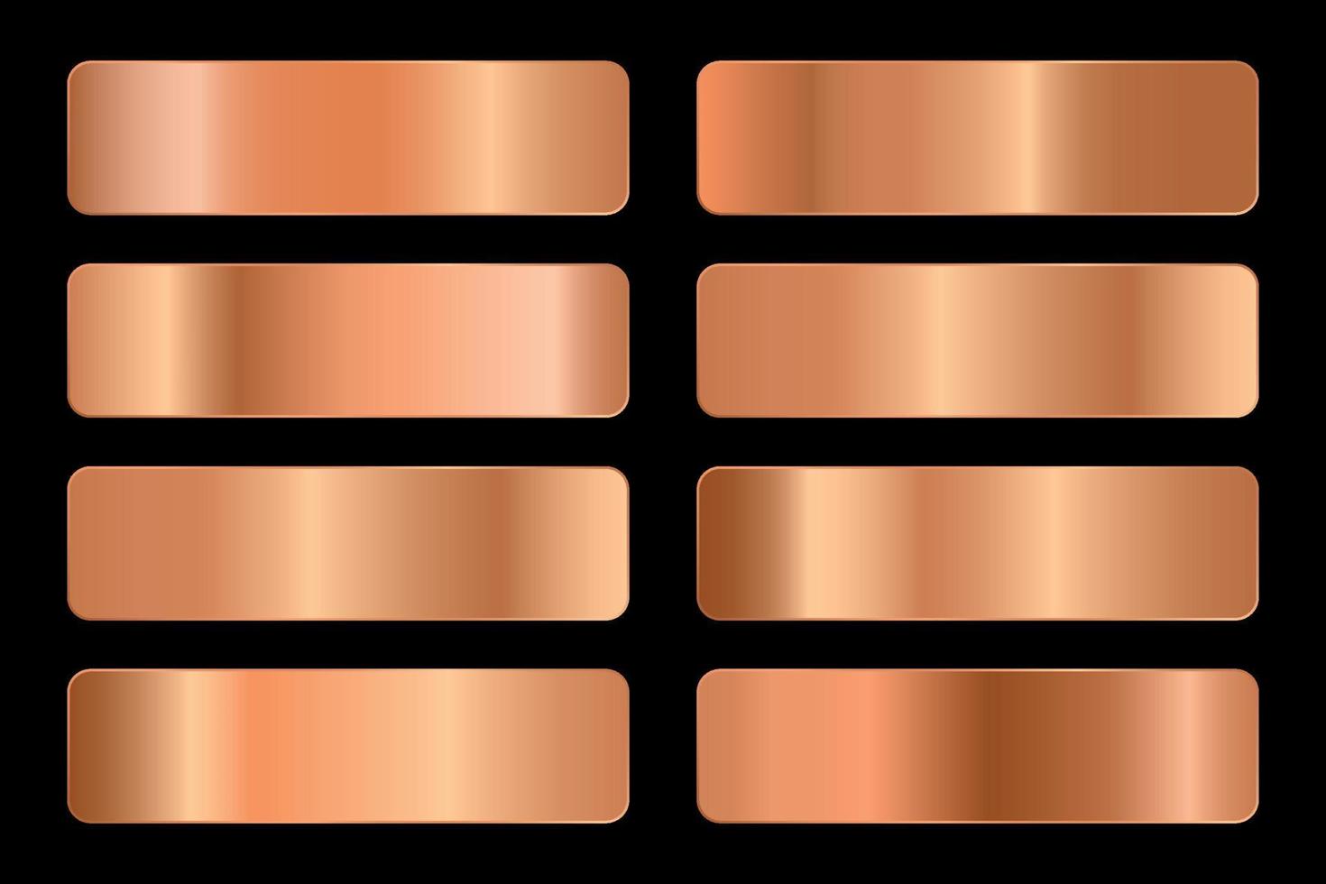 Vector set of gold and bronze metal gradients.