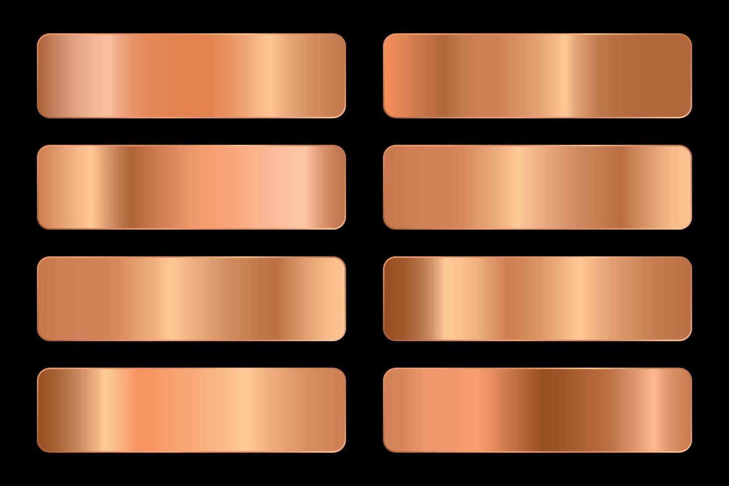 Vector set of gold and bronze metal gradients.