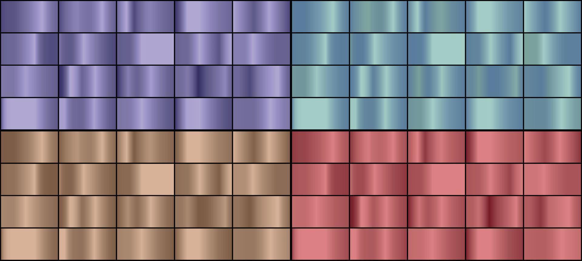 Vector set of colorful metal gradients.