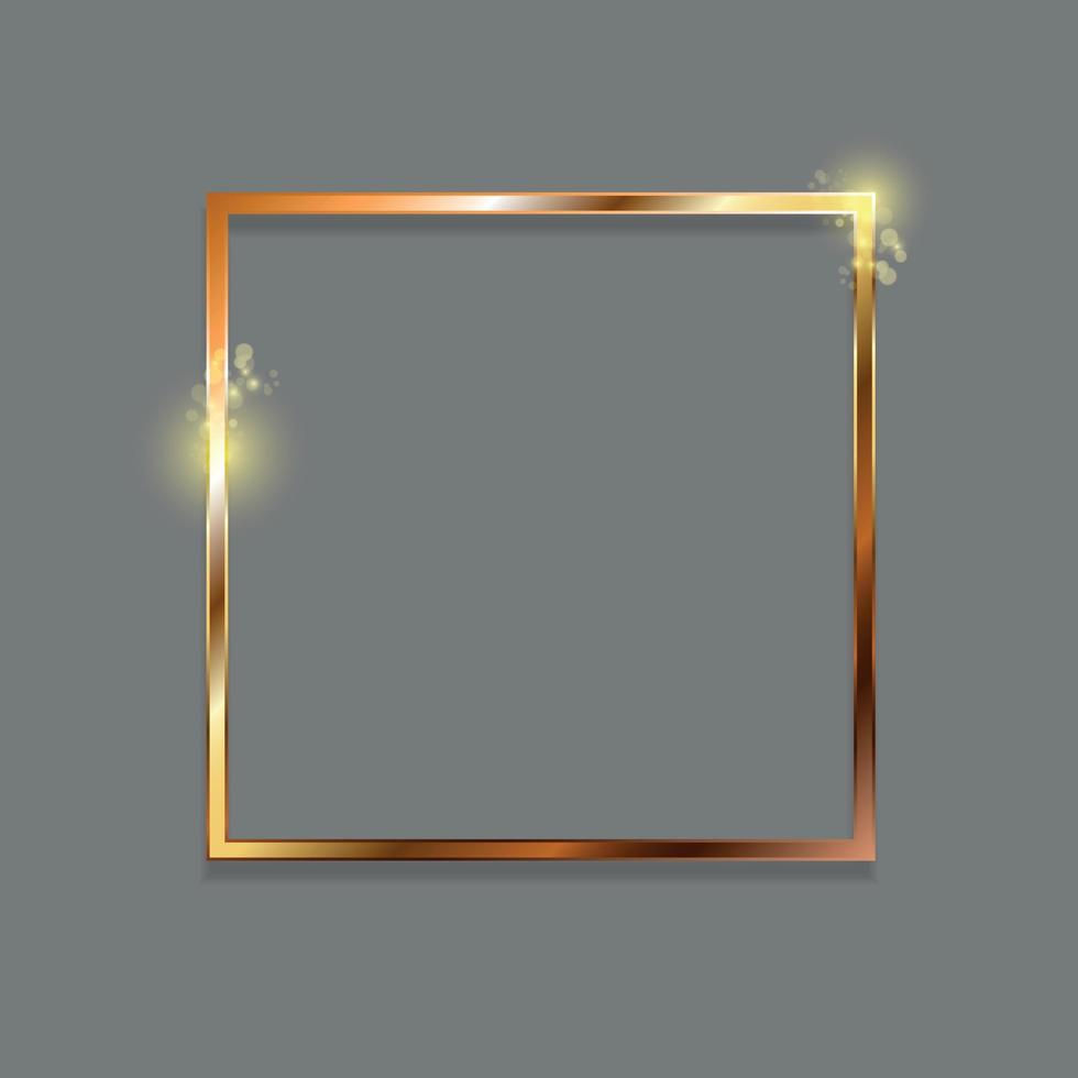 marco dorado de bronce vectorial con efectos de luces. vector
