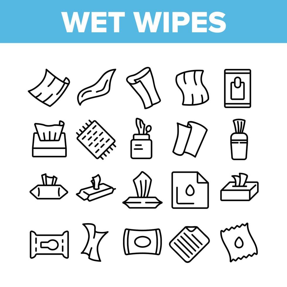 Wet Wipes Disinfectant Collection Icons Set Vector