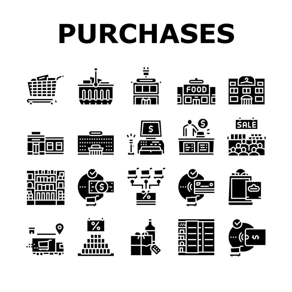 Purchases And Shopping Collection Icons Set Vector