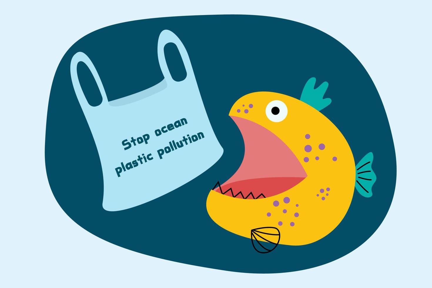stop ocean plastic pollution concept. vector