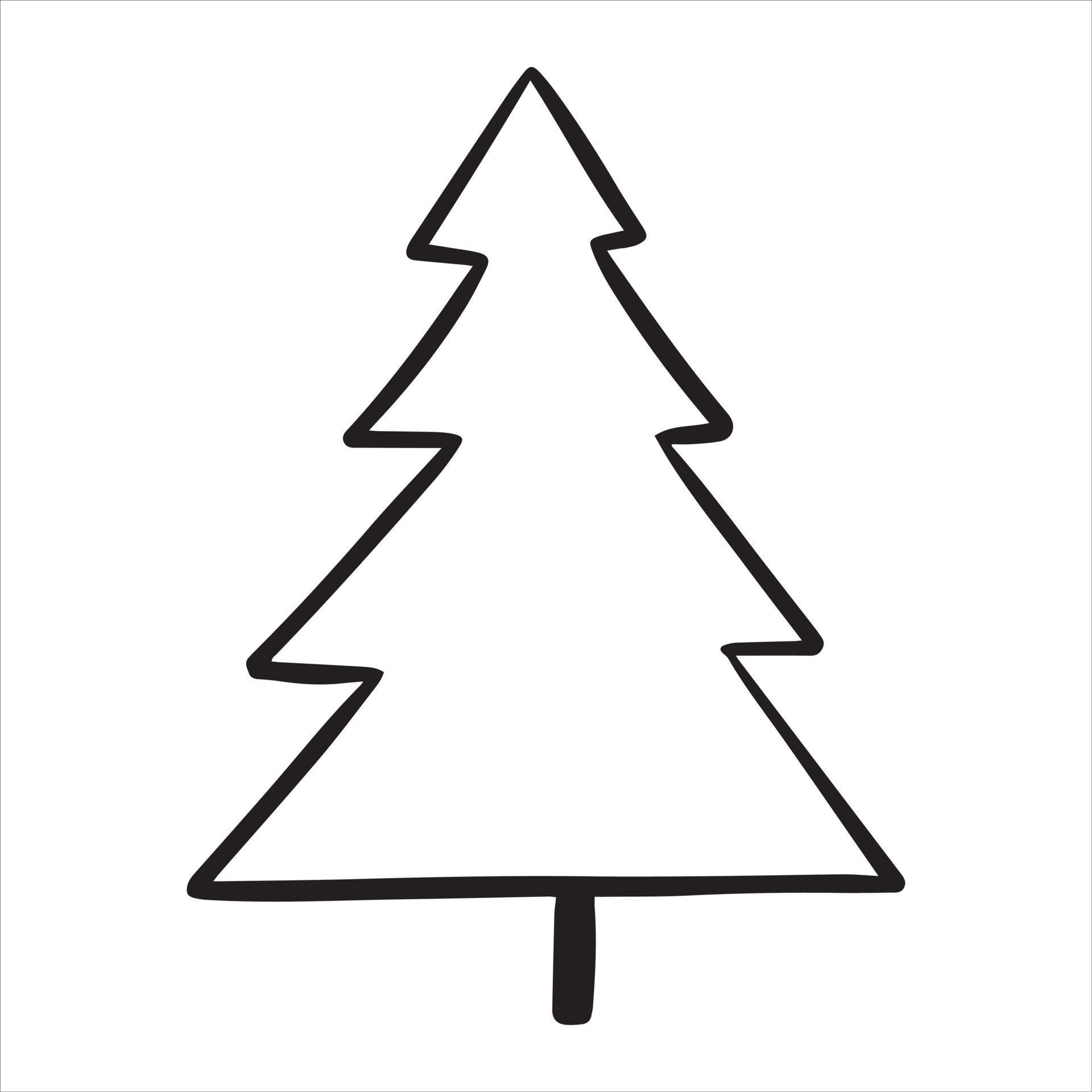 vector drawing in the style of doodle Christmas tree simple drawing 