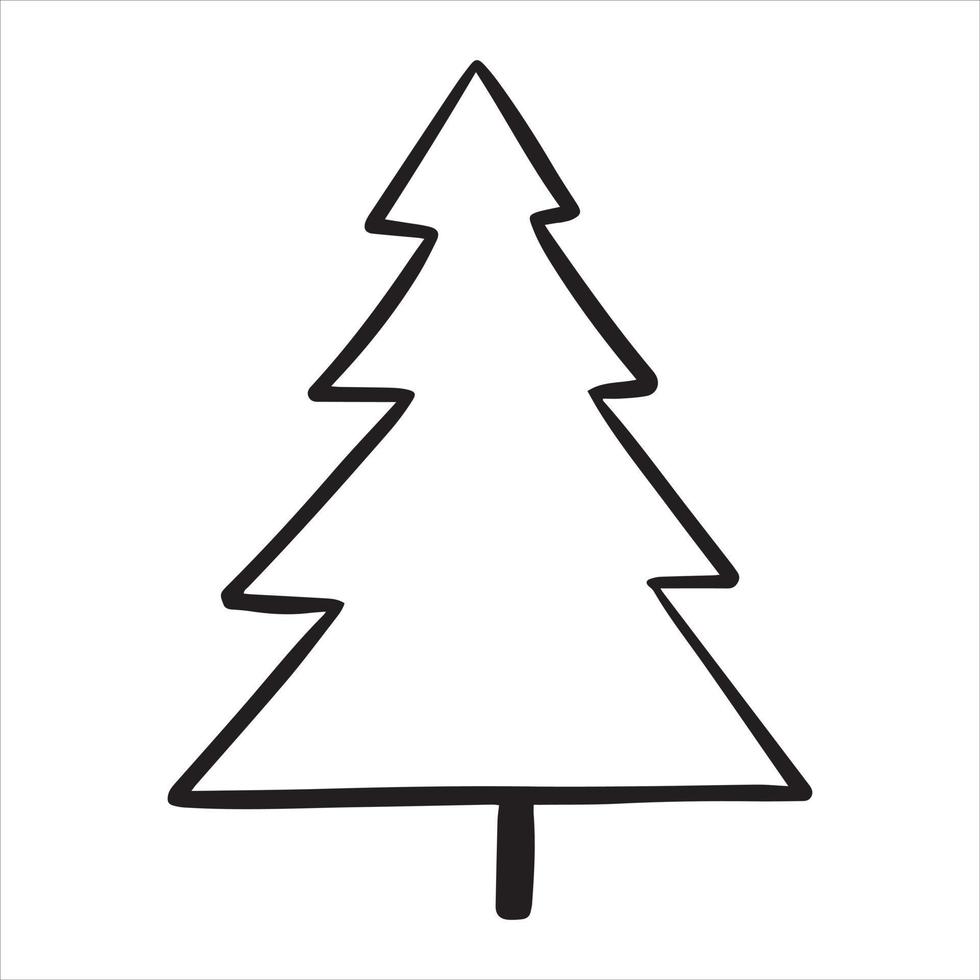 vector drawing in the style of doodle. Christmas tree. simple ...