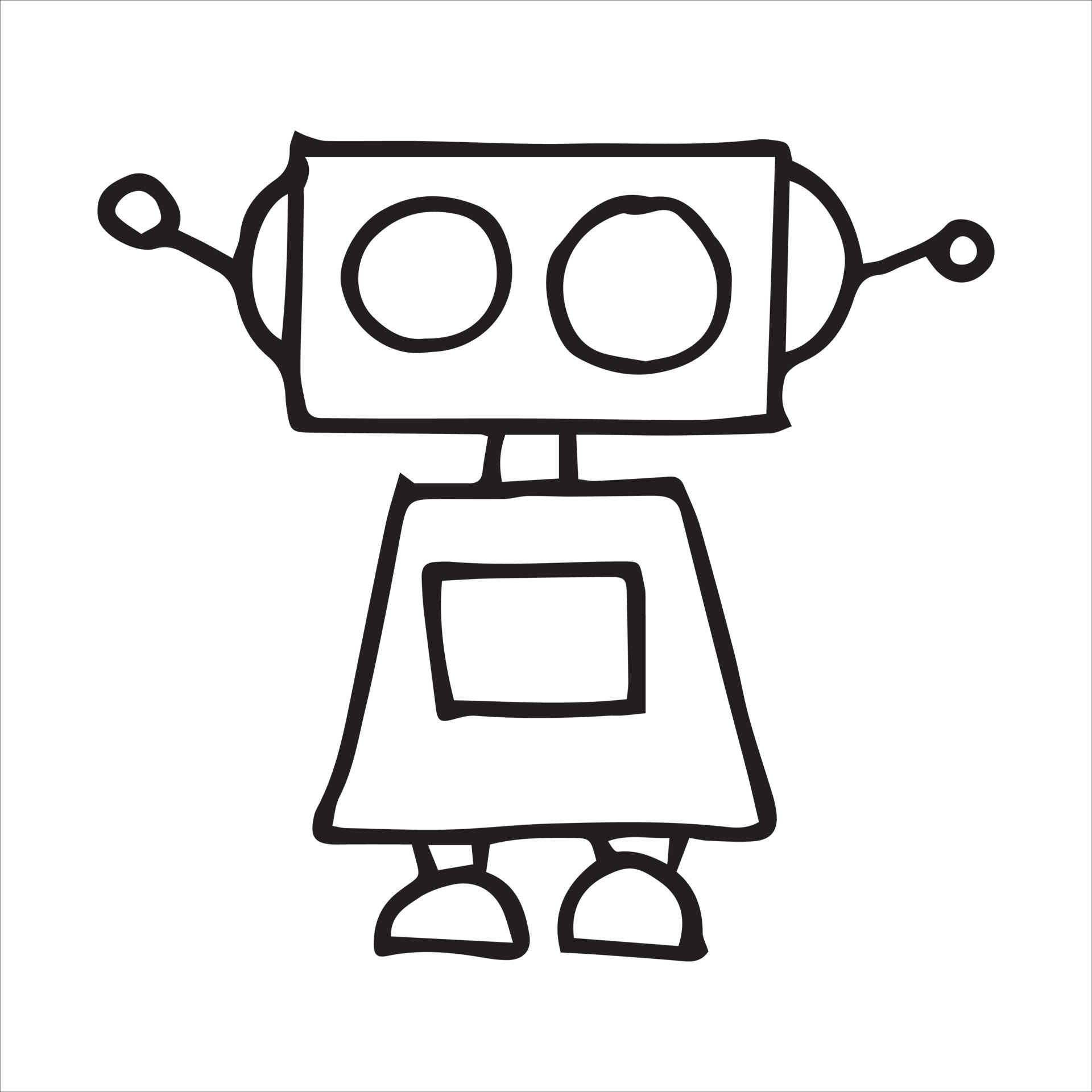 simple vector drawing in doodle style. robot. cute robot hand