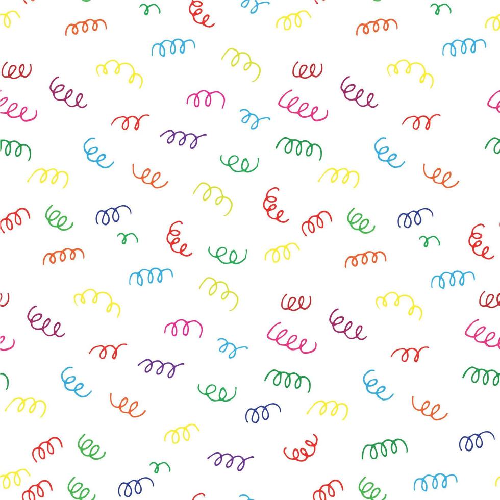 Seamless pattern of colored spirals fireworks. rainbow spirals isolaned of white background for wrappers, cards, holiday vector