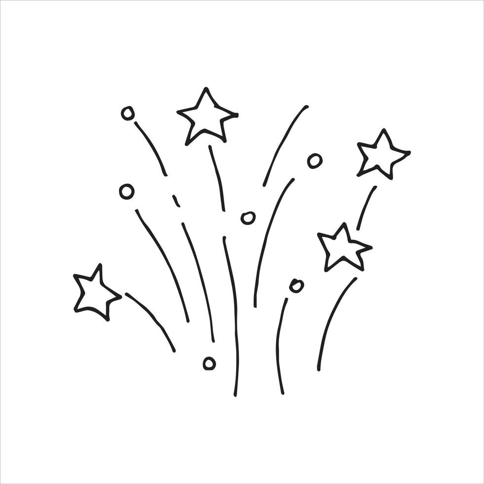 vector illustration in doodle style, line drawing. explosion, fireworks, salute, firecracker. abstract illustration on the theme of the holiday. clipart on white background