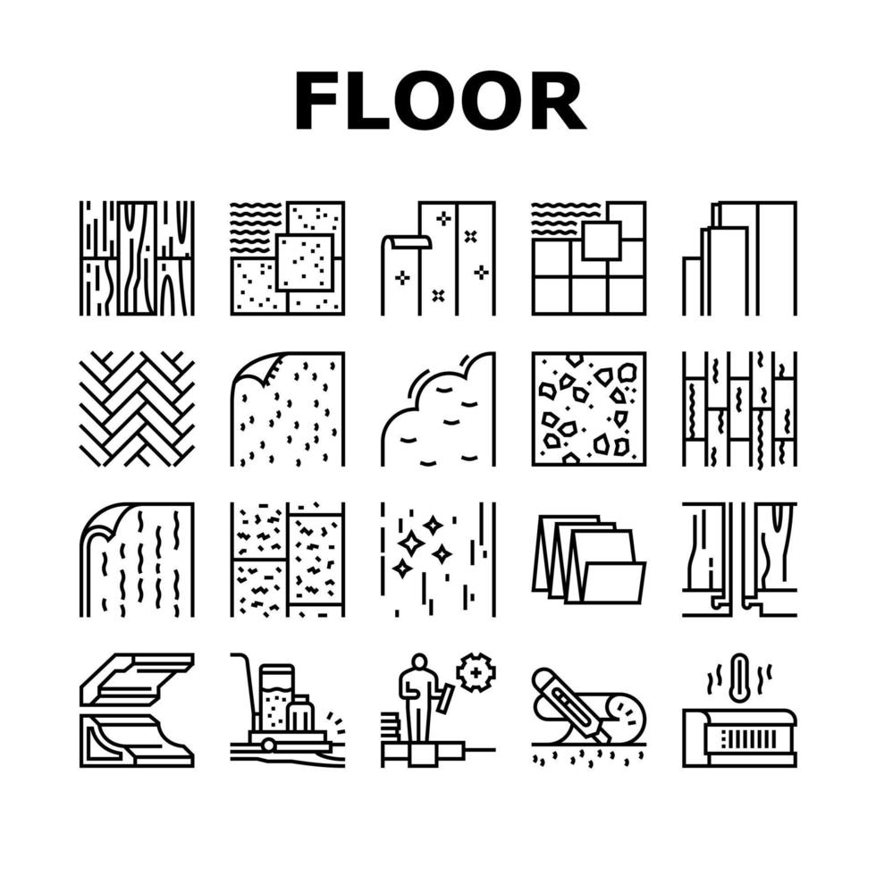 Floor Installation Collection Icons Set Vector