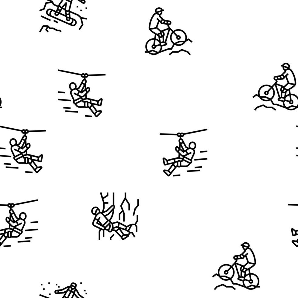 Extreme Sport Sportsman Activity Vector Seamless Pattern