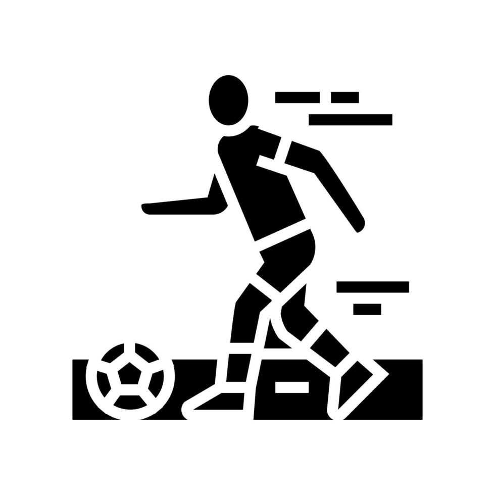 ilustración de vector de icono de glifo de jugador de fútbol