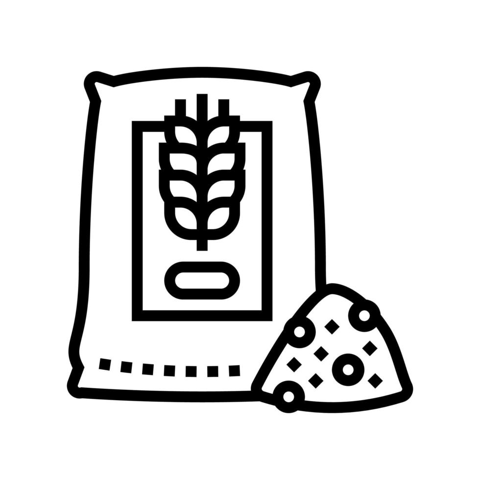 ilustración de vector de icono de línea de envasado de harina de grano entero