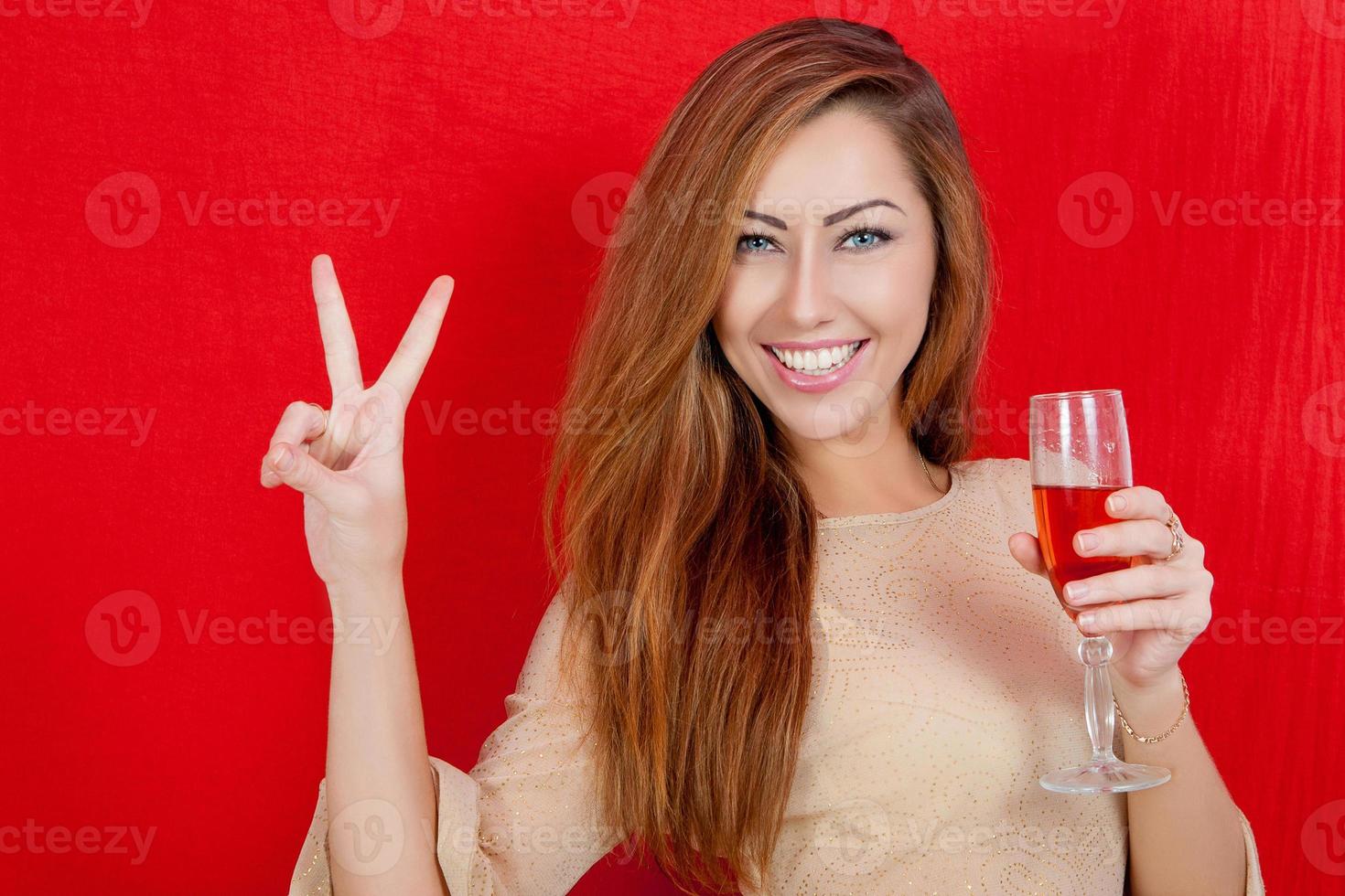 Beautiful woman with a glass of wine. photo