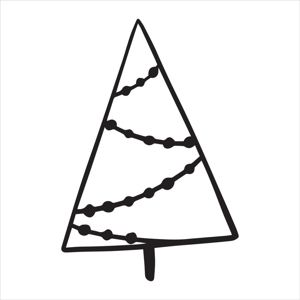 dibujo vectorial al estilo de garabato. árbol de Navidad. dibujo simple de un árbol de navidad abstracto. vector