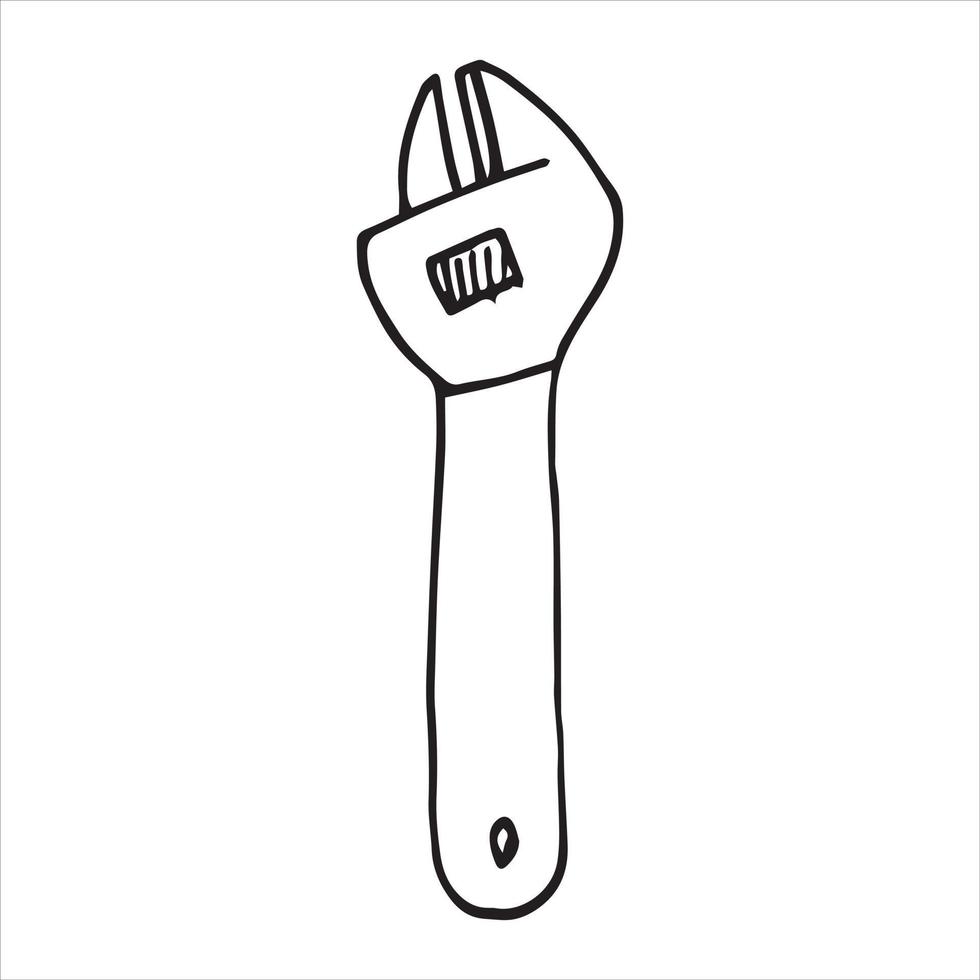 vector drawing in doodle style. wrench. construction tool, hand work