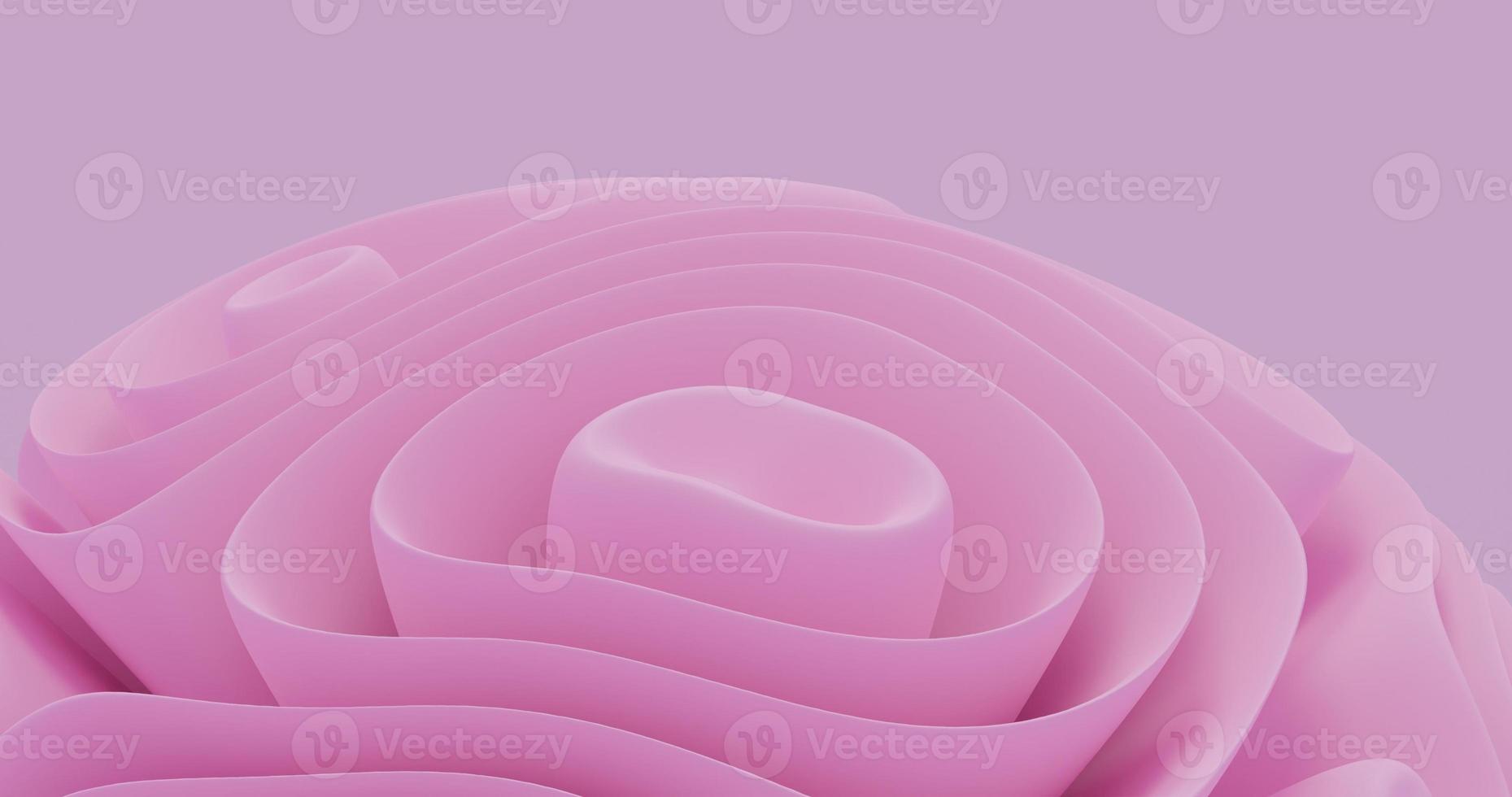 Abstract background using illustration objects such as pink circular folds in the middle, 3D rendering, and 4K size photo