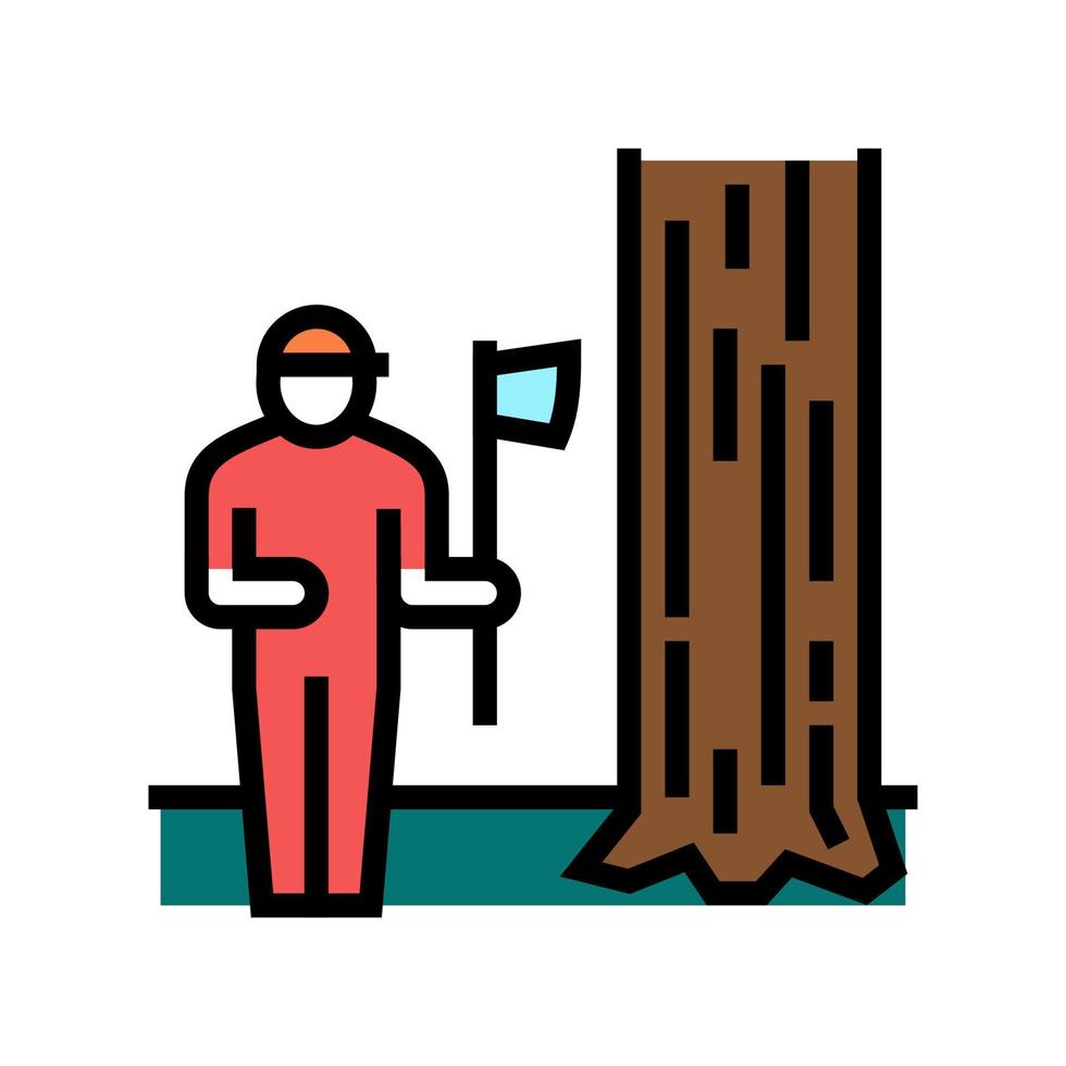 lumberjack chopping wood color icon vector illustration