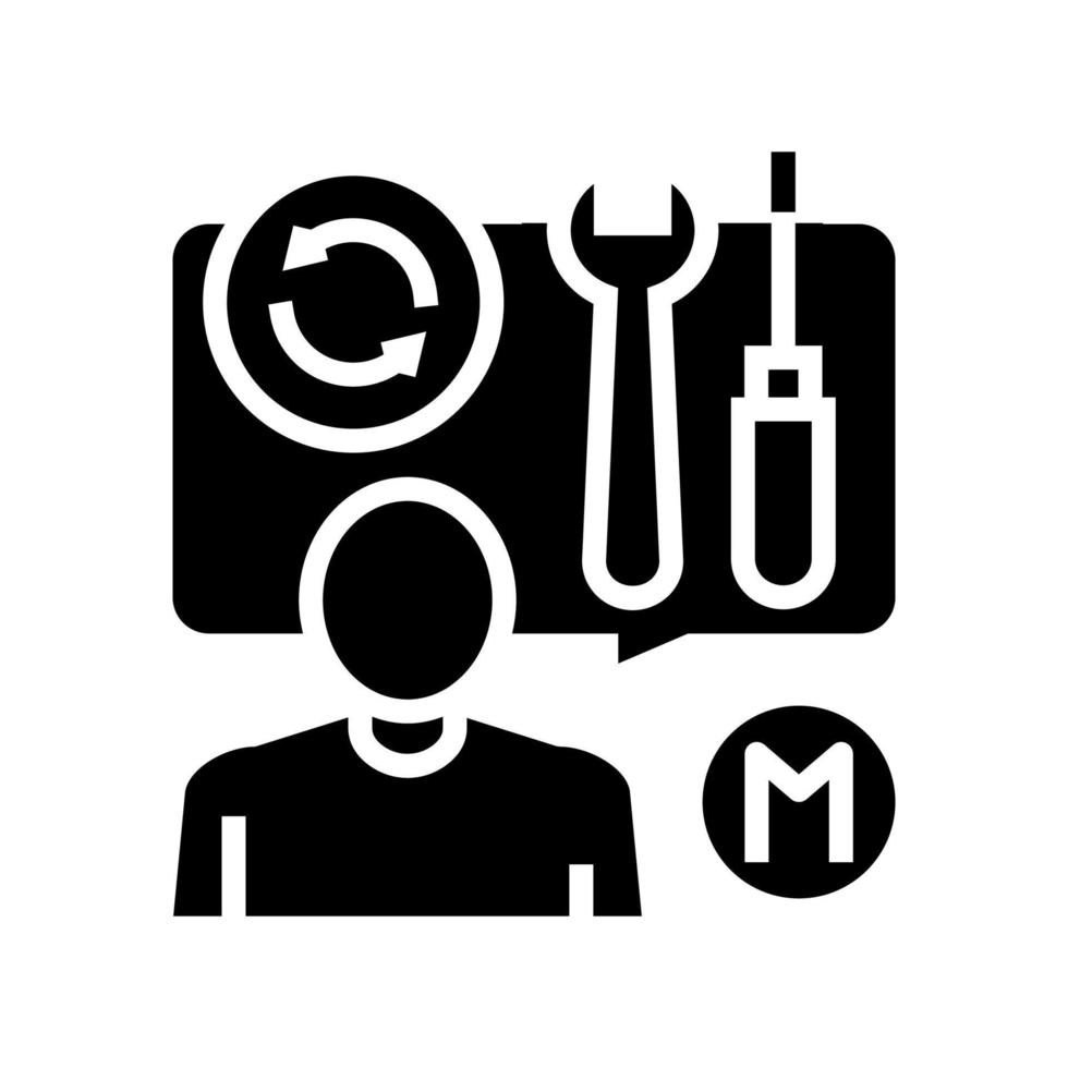 repairman master speak about tools glyph icon vector illustration