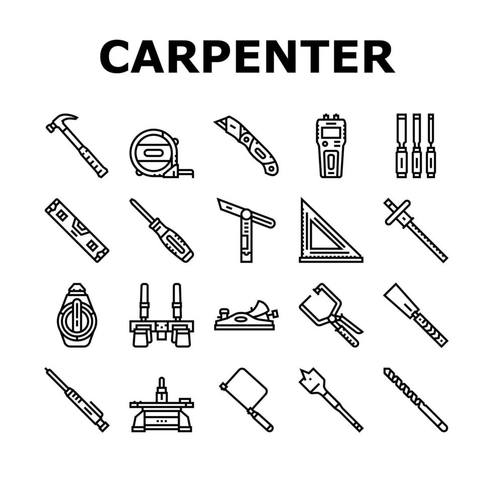 Carpenter Tool And Accessory Icons Set Vector