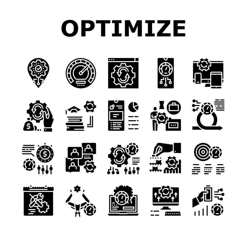 Optimize Operations Collection Icons Set Vector