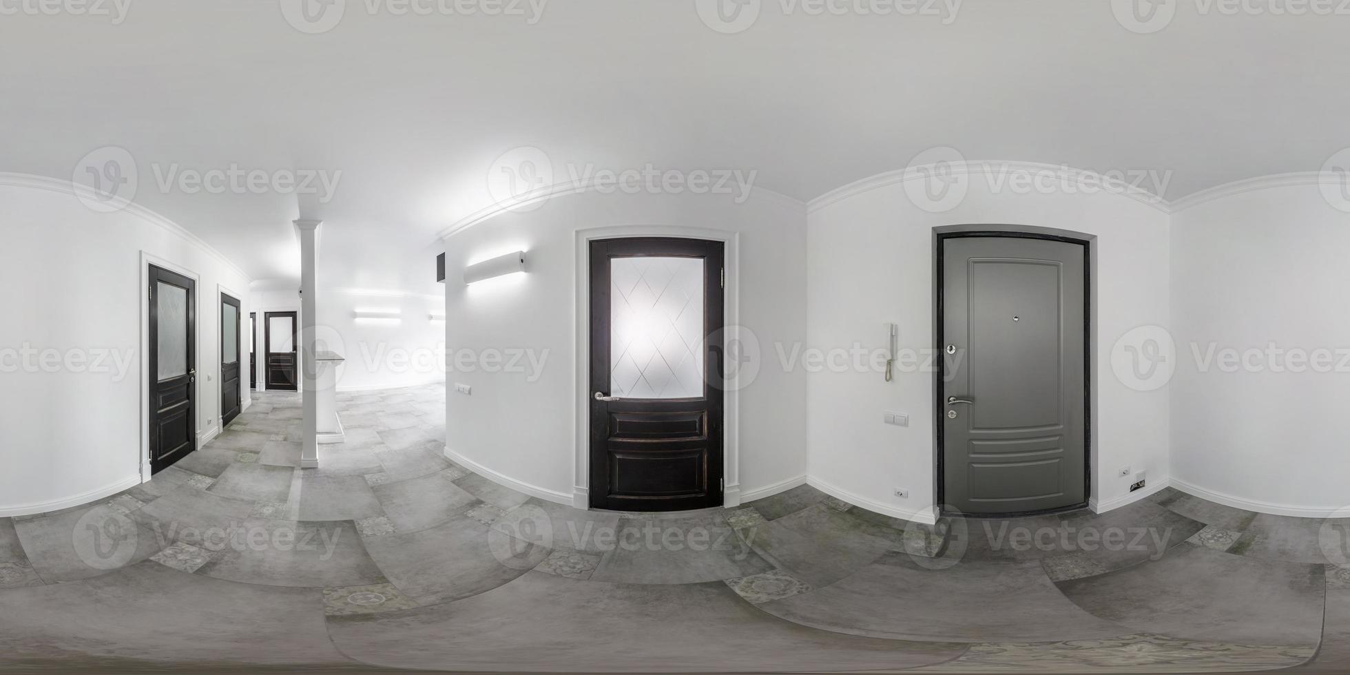 empty white entrance hall room without furniture. full seamless spherical hdri panorama 360 degrees in interior room in modern apartments in equirectangular projection photo