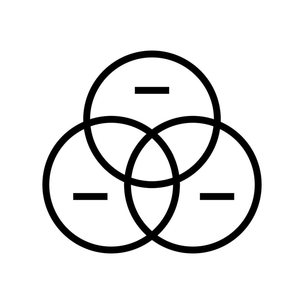 ilustración de vector de icono de línea de diagrama de venn