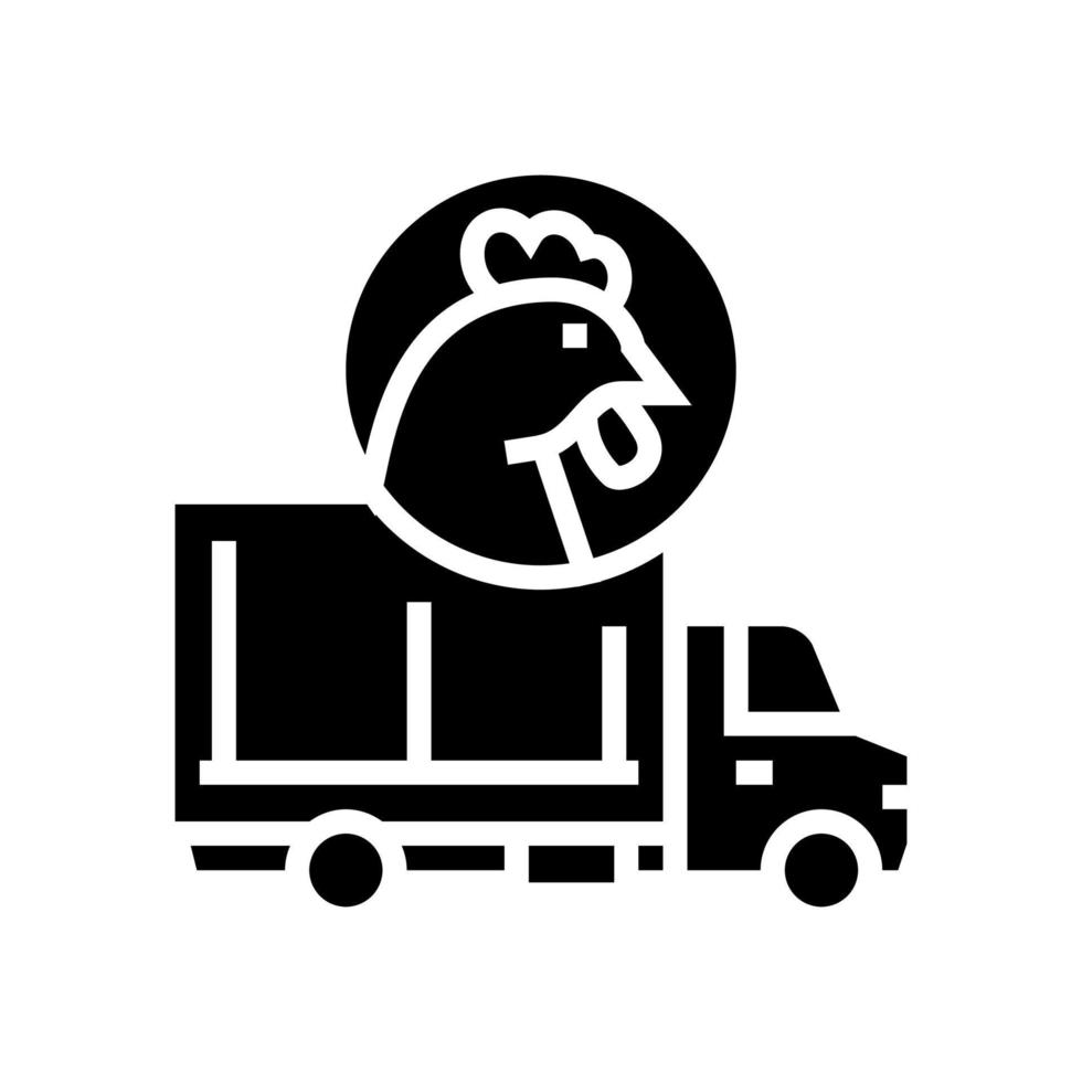 chicken truck transportation glyph icon vector illustration