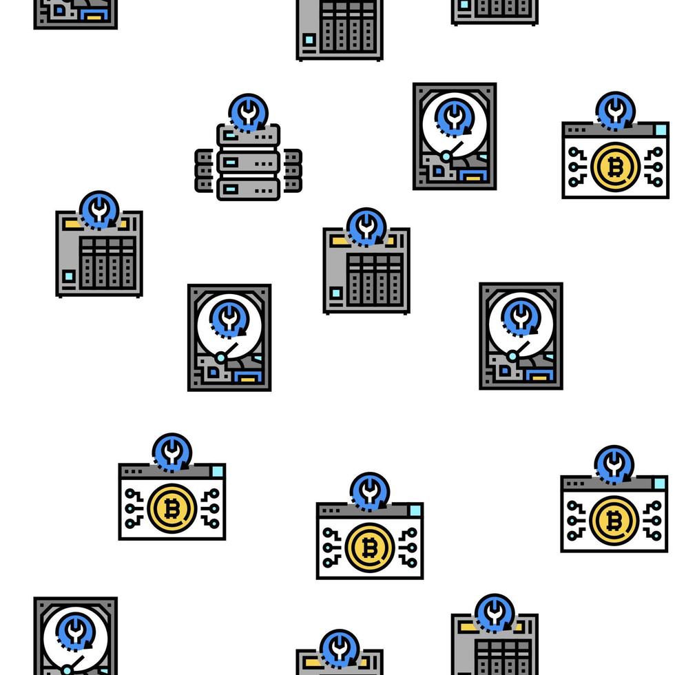 Data Recovery Computer Processing Vector Seamless Pattern
