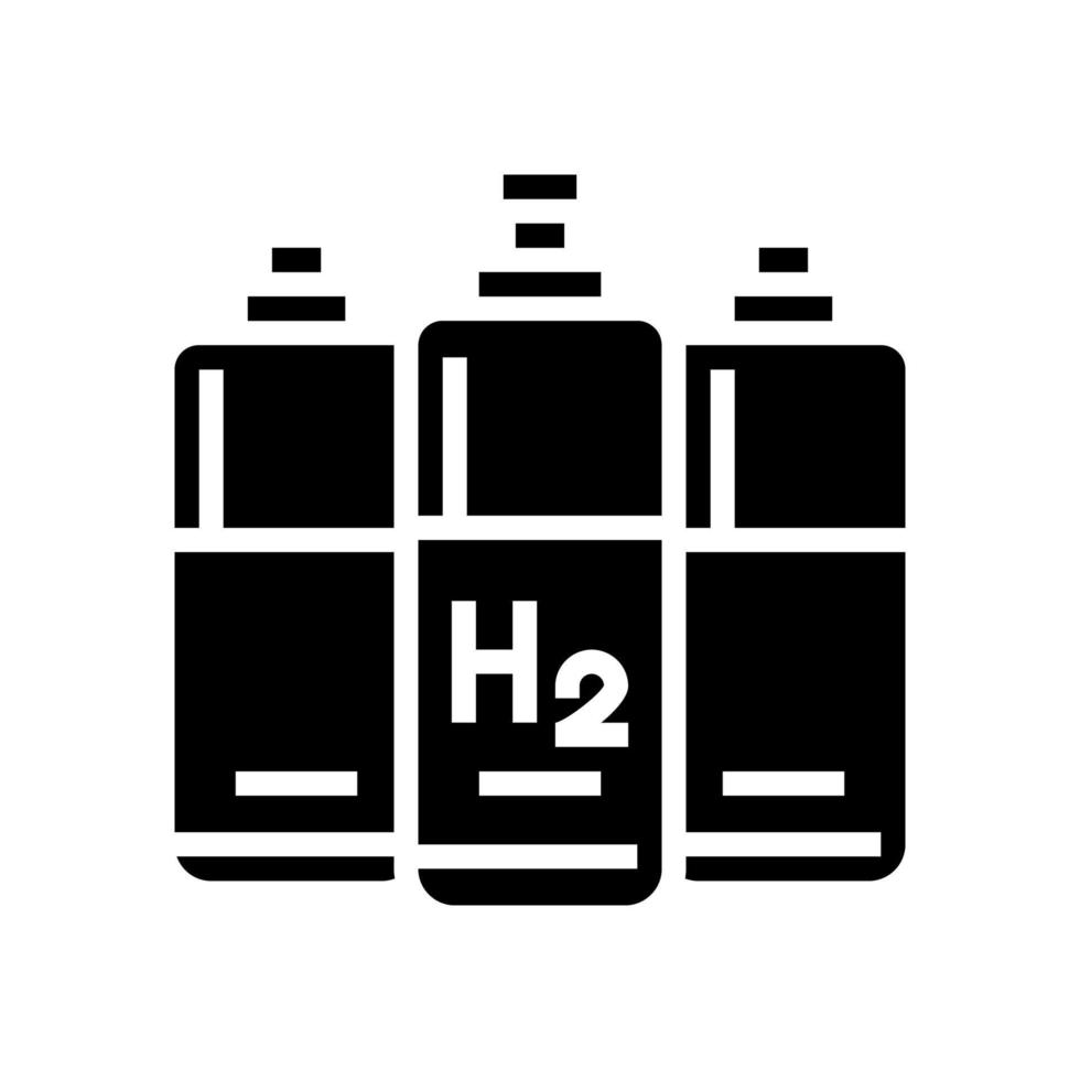 cilindros hidrógeno glifo icono vector ilustración