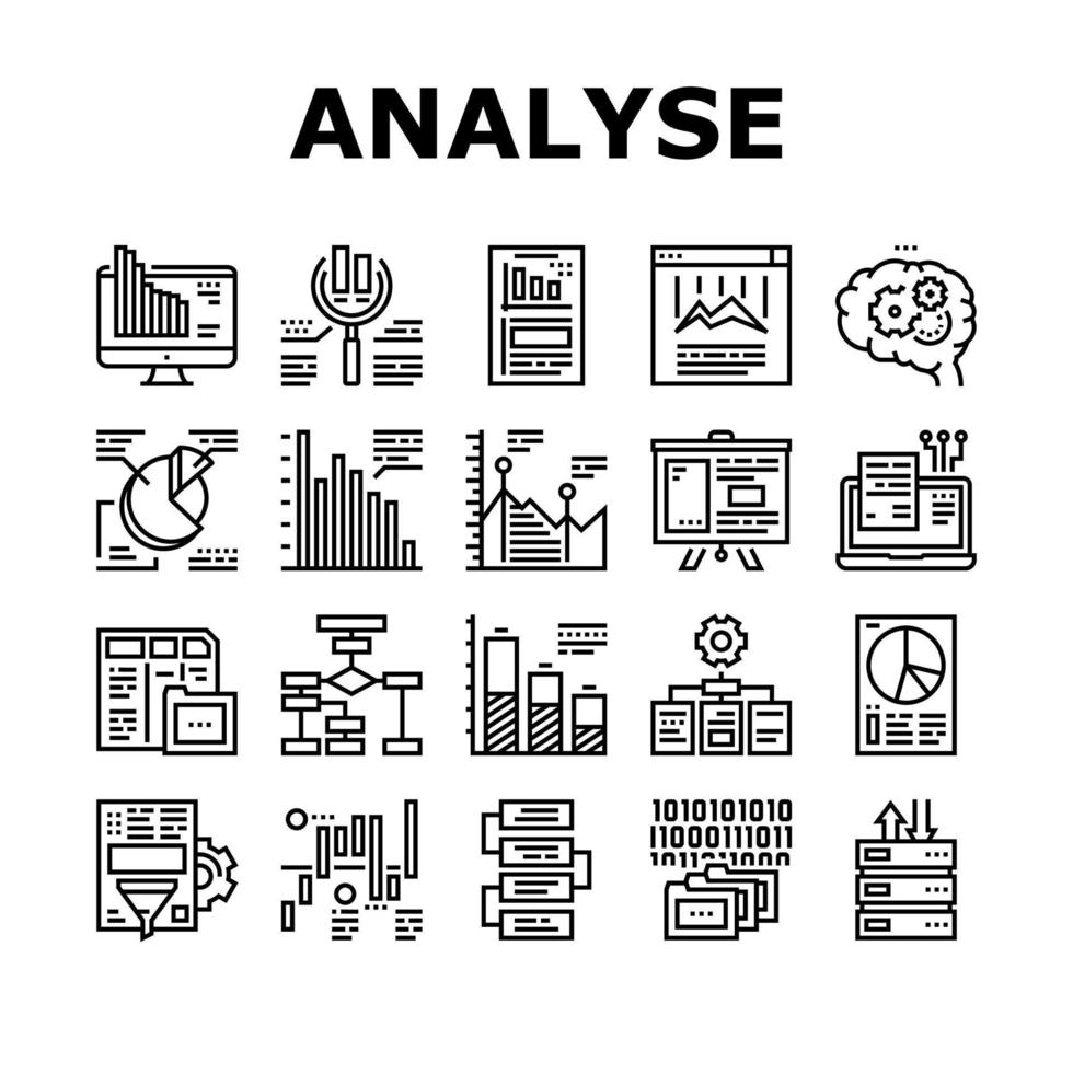 Analyze Infographic Collection Icons Set Vector