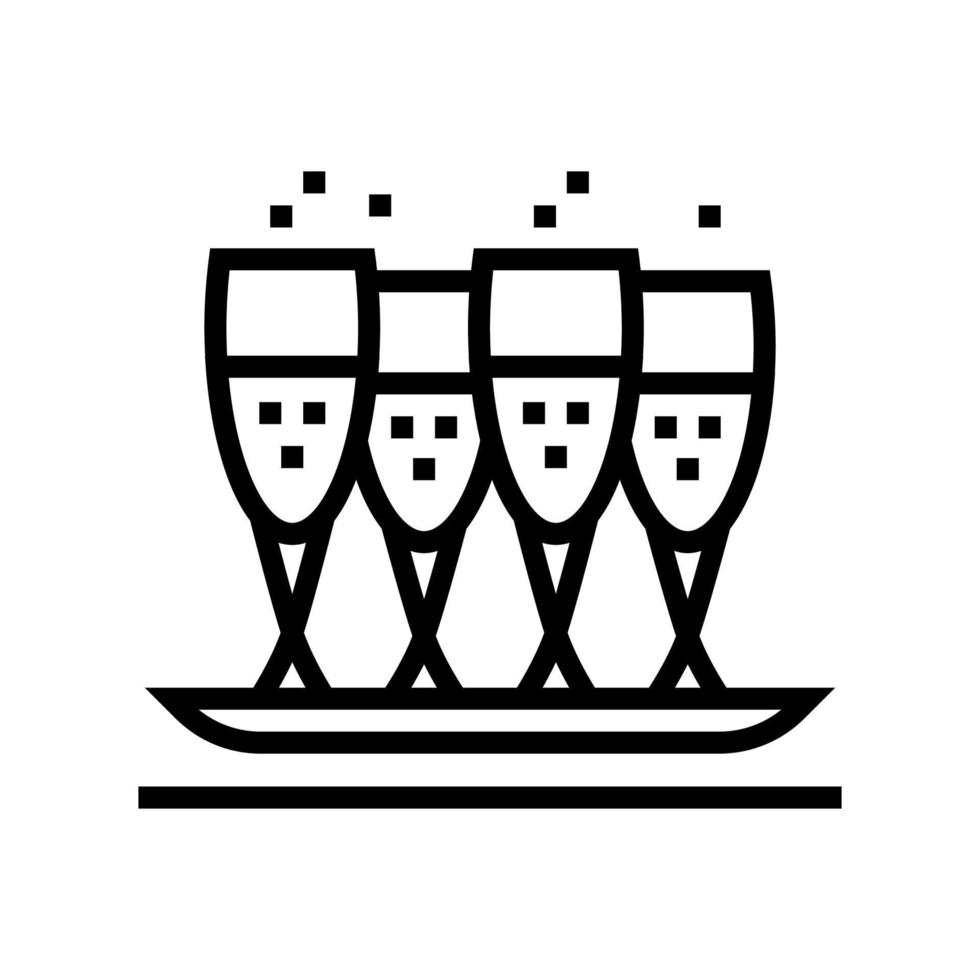 drink glasses on tray line icon vector illustration