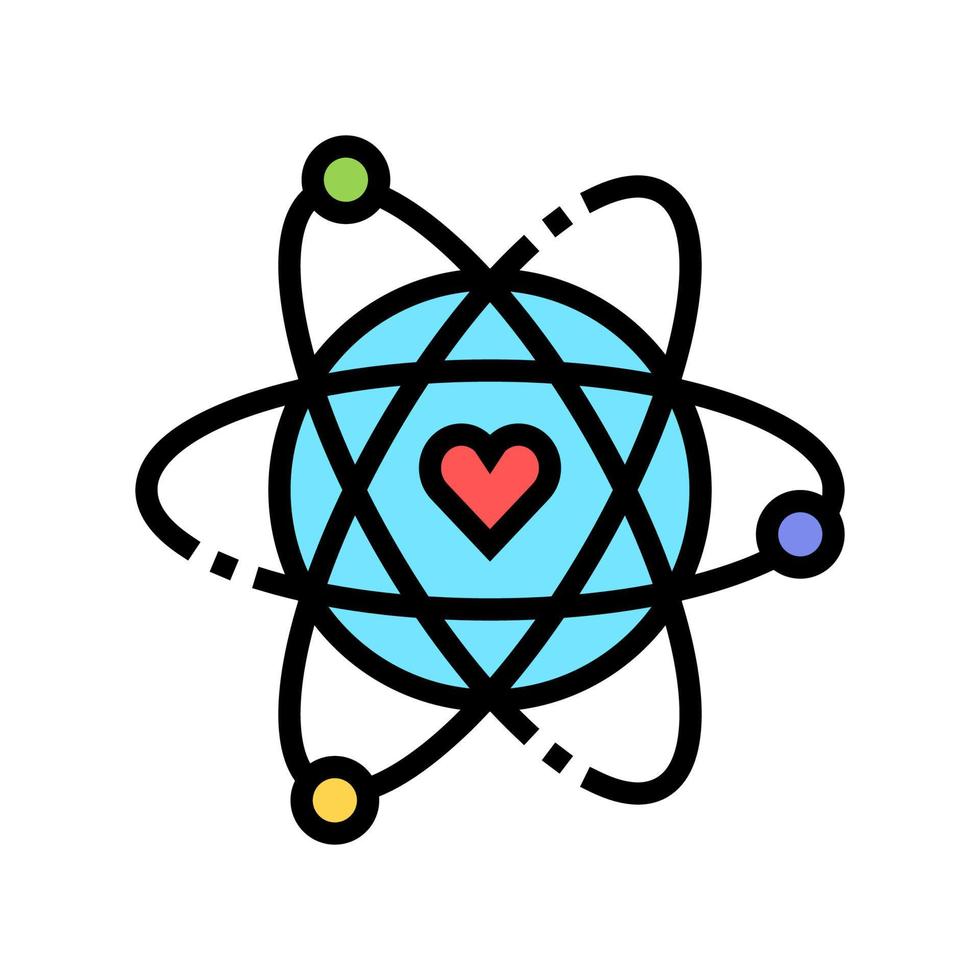 atom with heart core color icon vector illustration