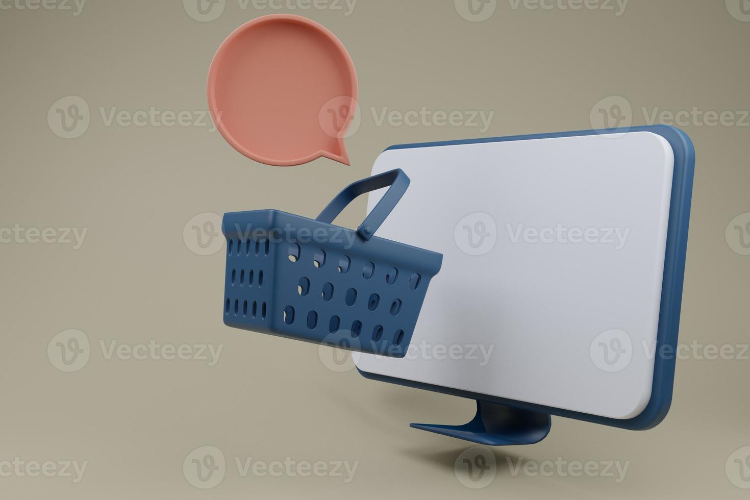 computer or notebook and Website with blank display on pastel background for advertising design,Shopping mobile app,banking.Mock up empty screen copy space,3D rendering illustration. photo