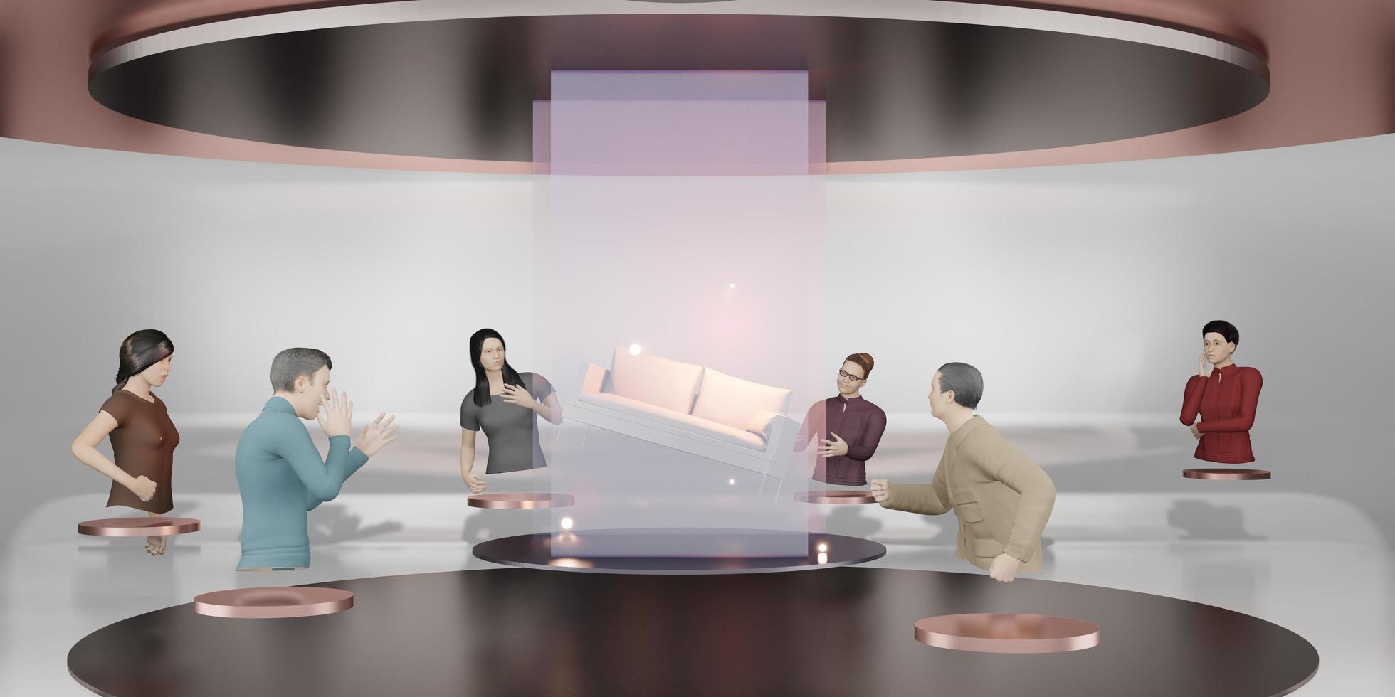 Avatars in the Metaverse online store Sell products in Metaverse via The sandbox VR glasses 3D illustrations photo