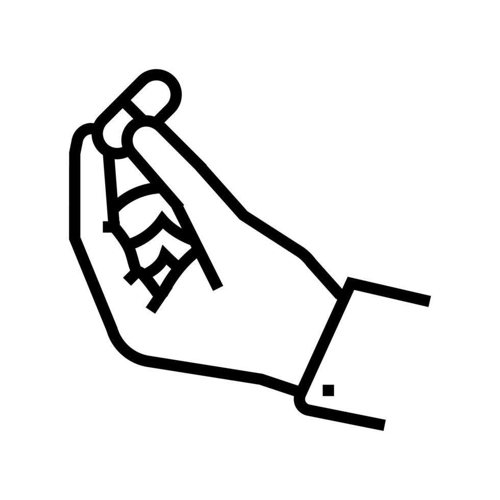 hand holding probiotics drug line icon vector illustration