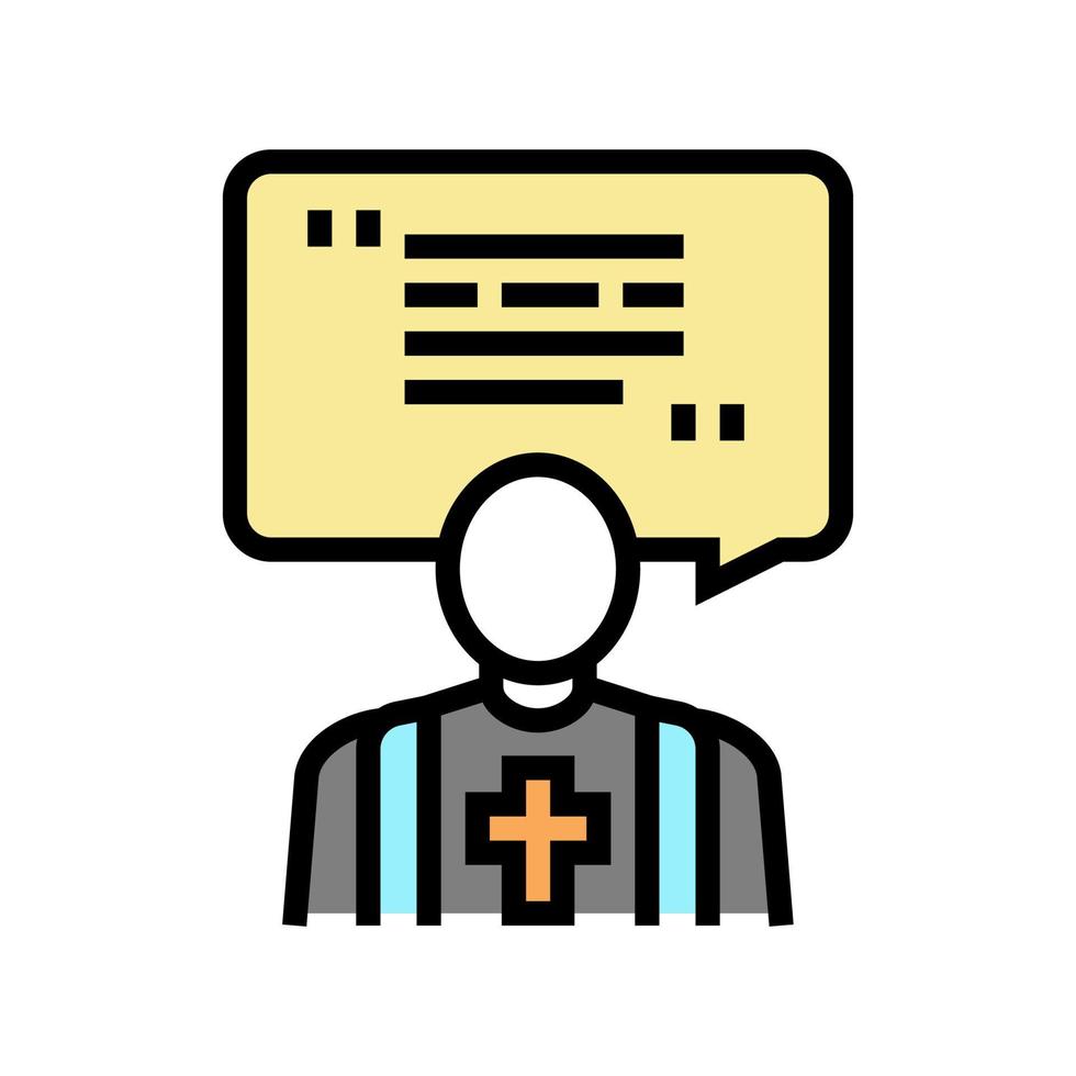 priest pet funeral color icon vector illustration
