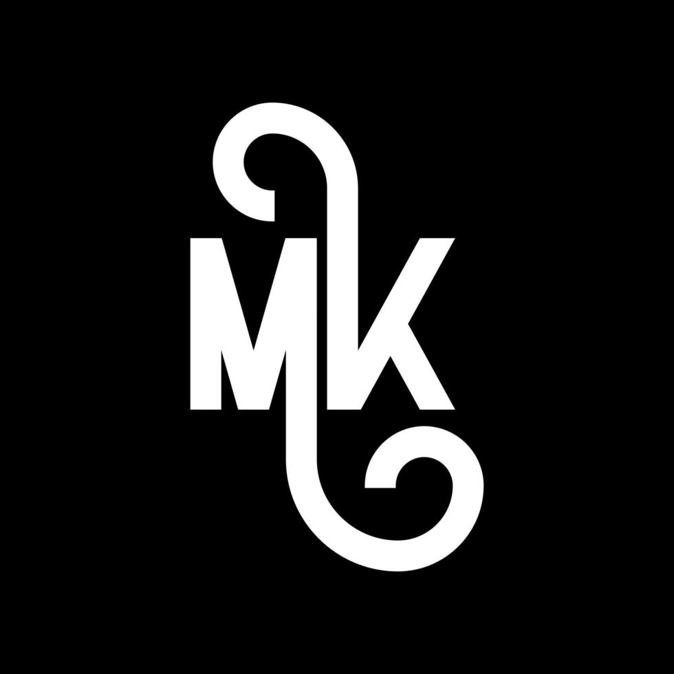 MK Letter Logo Design. Initial letters MK logo icon. Abstract letter MK minimal logo design template. M K letter design vector with black colors. mk logo