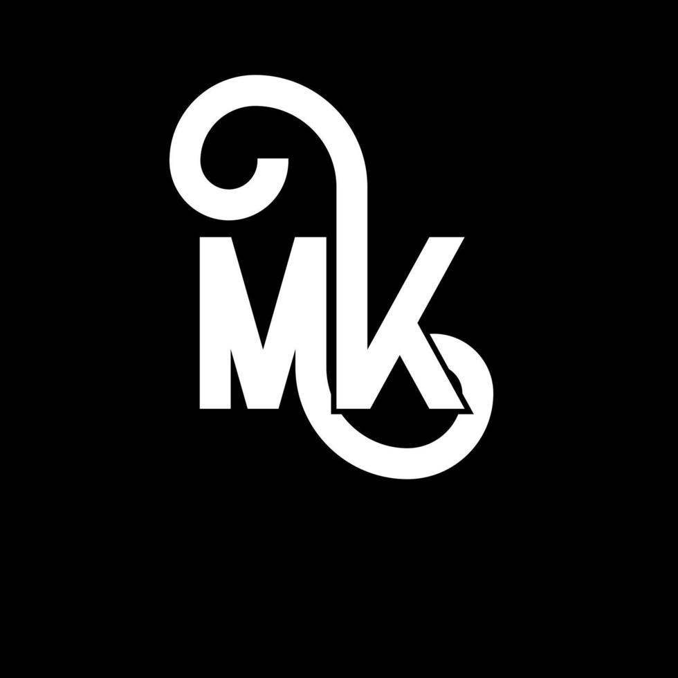 MK Letter Logo Design. Initial letters MK logo icon. Abstract letter MK minimal logo design template. M K letter design vector with black colors. mk logo