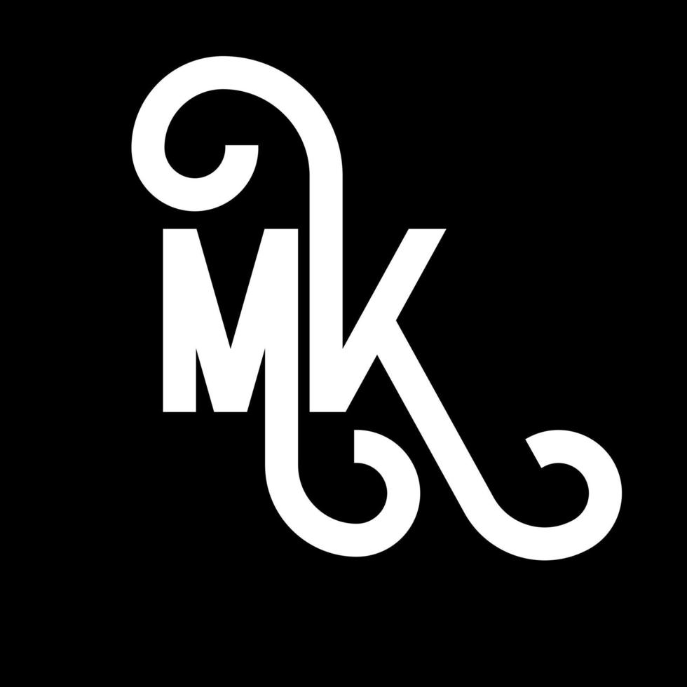 MK Letter Logo Design. Initial letters MK logo icon. Abstract letter MK minimal logo design template. M K letter design vector with black colors. mk logo