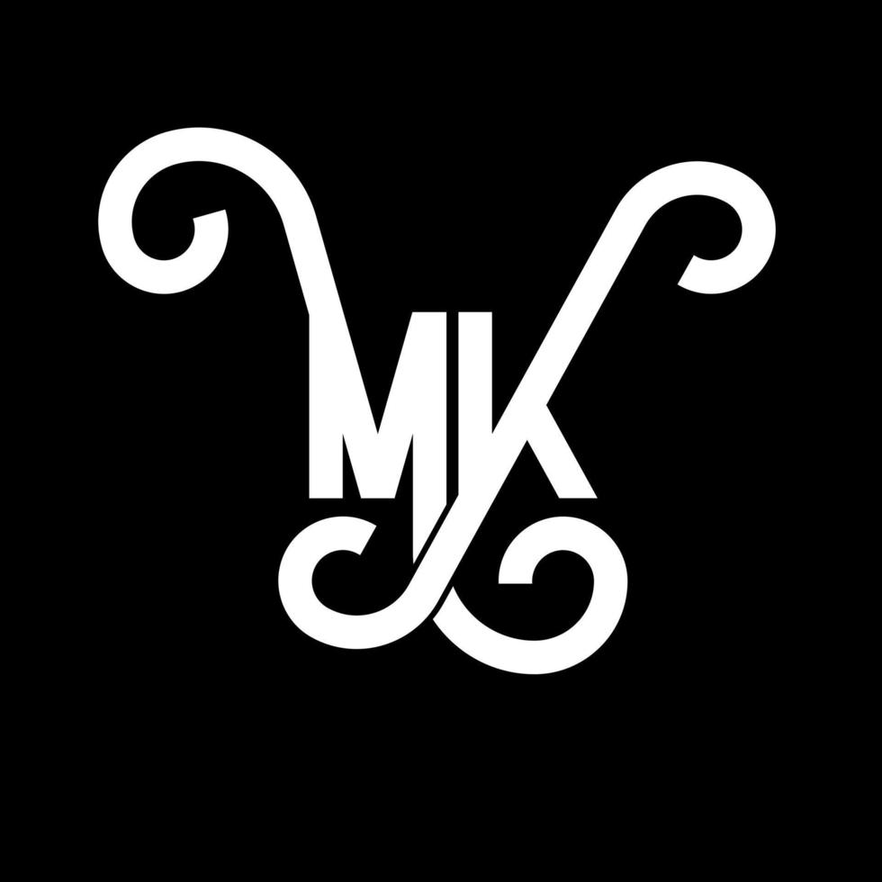 MK Letter Logo Design. Initial letters MK logo icon. Abstract letter MK minimal logo design template. M K letter design vector with black colors. mk logo