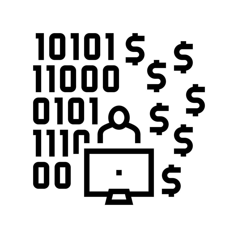 programmer developing financial application line icon vector illustration