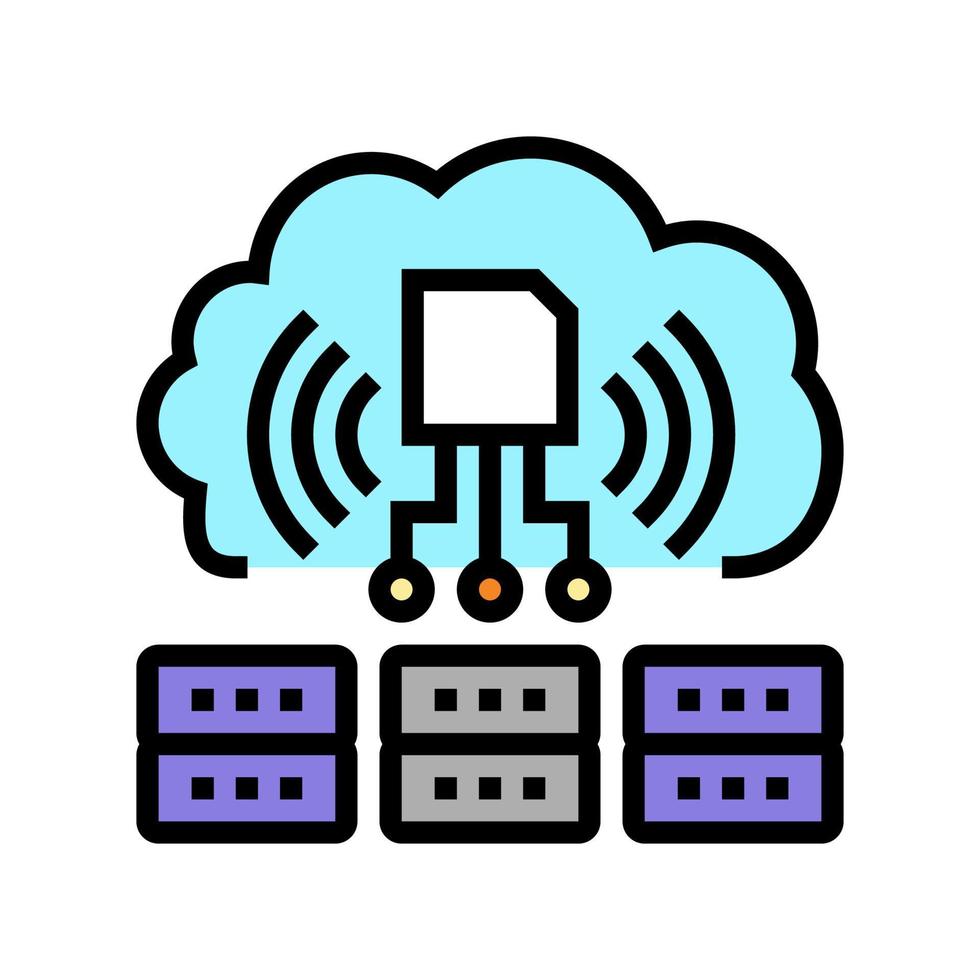 servers storaging info from rfid color icon vector illustration